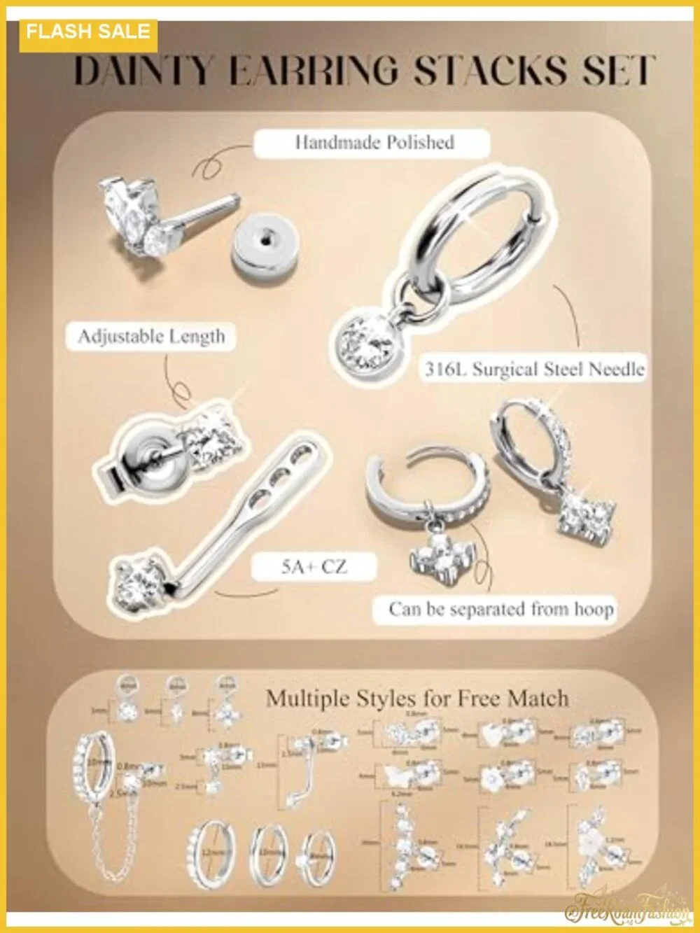 18 PCS Cartilage Stud Earrings Set Women Trendy 14K Gold Plated